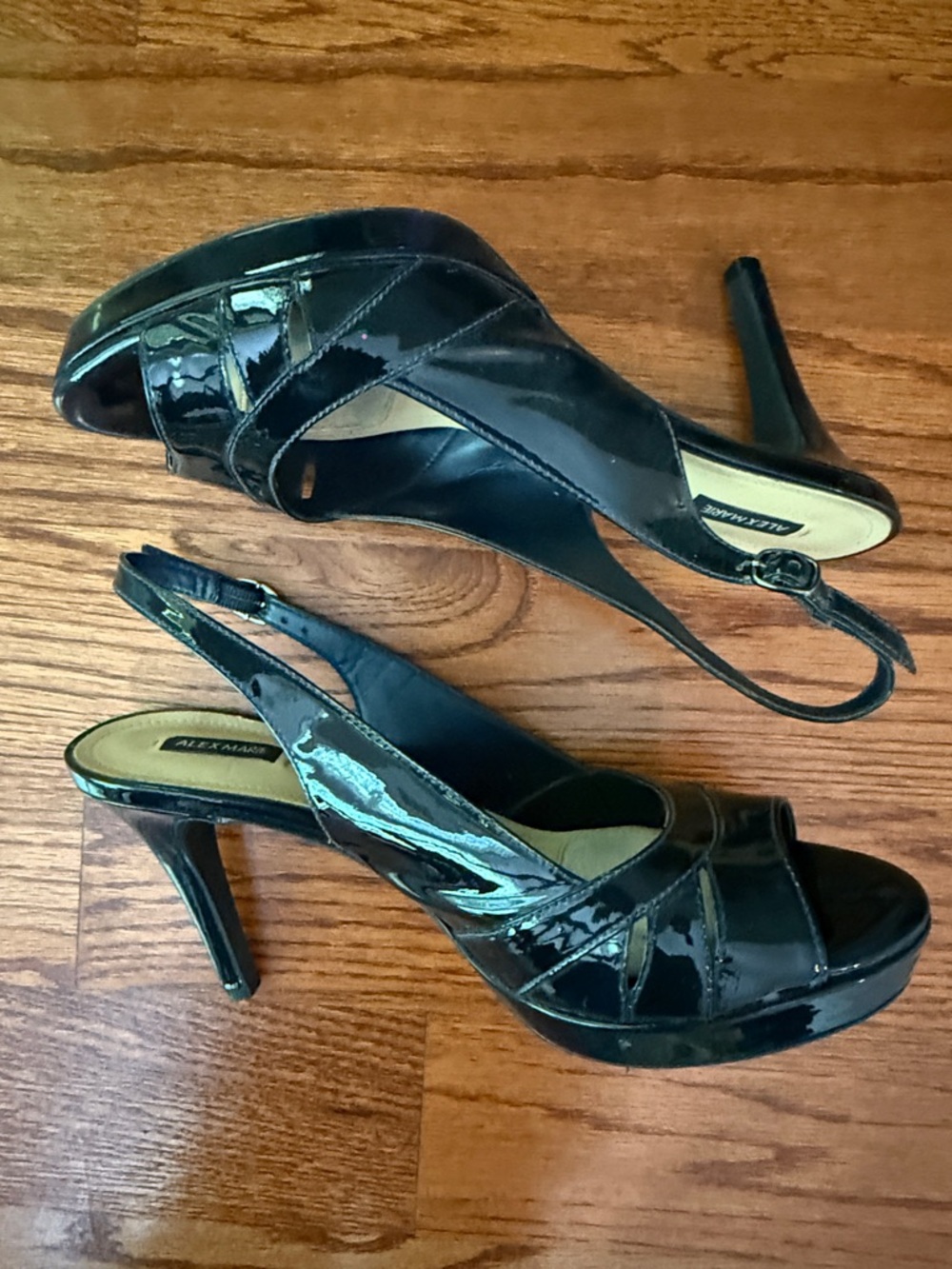 Alex Marie Navy Patent Slingback High Heel Sandals